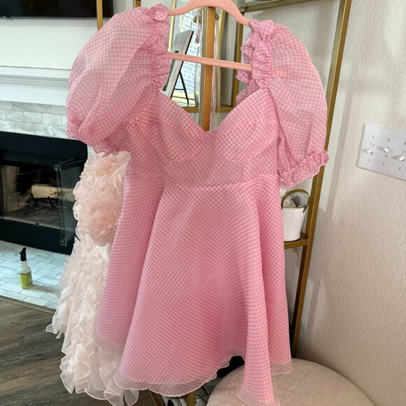 Selkie The Parliament Dress - Ice Cream Pink Gingham, Large - Picture 2 of 4